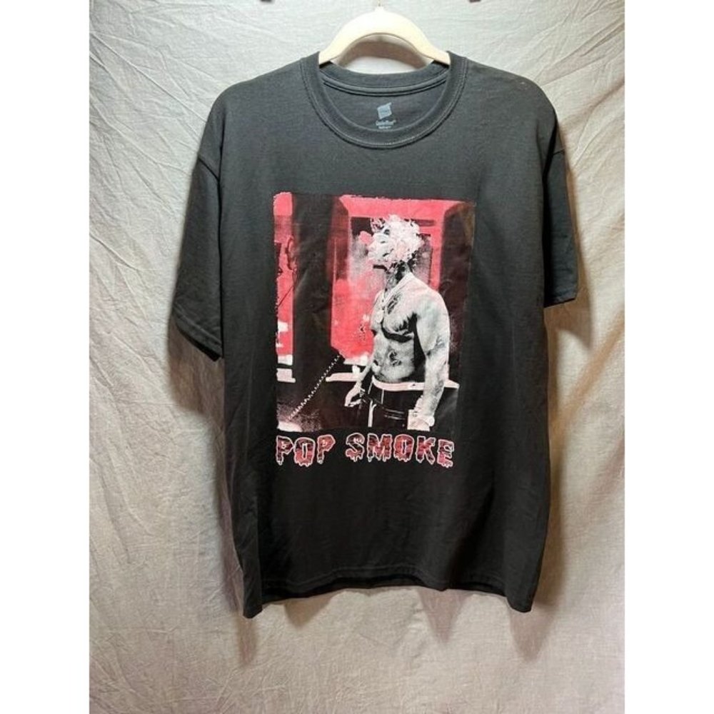 Pop Smoke Shirt Adult Large Black Short Sleeve‎ Pullover Logo Tee Mens